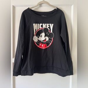 Mickey Mouse Disney Black Long Sleeve Crew Neck Sweatshirt -Womens Sz XL